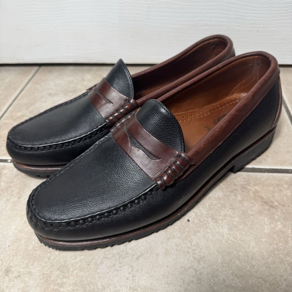 Allen Edmonds Holton Men's 10 D Black Brown Grain Leather Penny Loafer USA Made